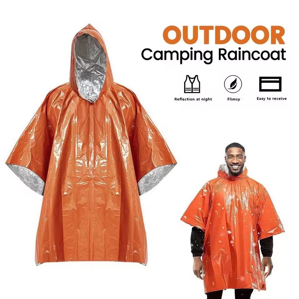 Emergency Poncho Rain - 1 Stück/2 Stück Notfall-Regenponcho, Thermodecke, Überlebensausrüstung